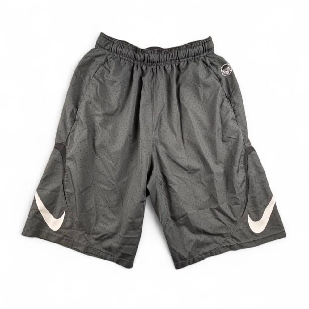 Nike Dri Fit Football Training Shorts Mens Medium Gray Big Swoosh Athletic Gym